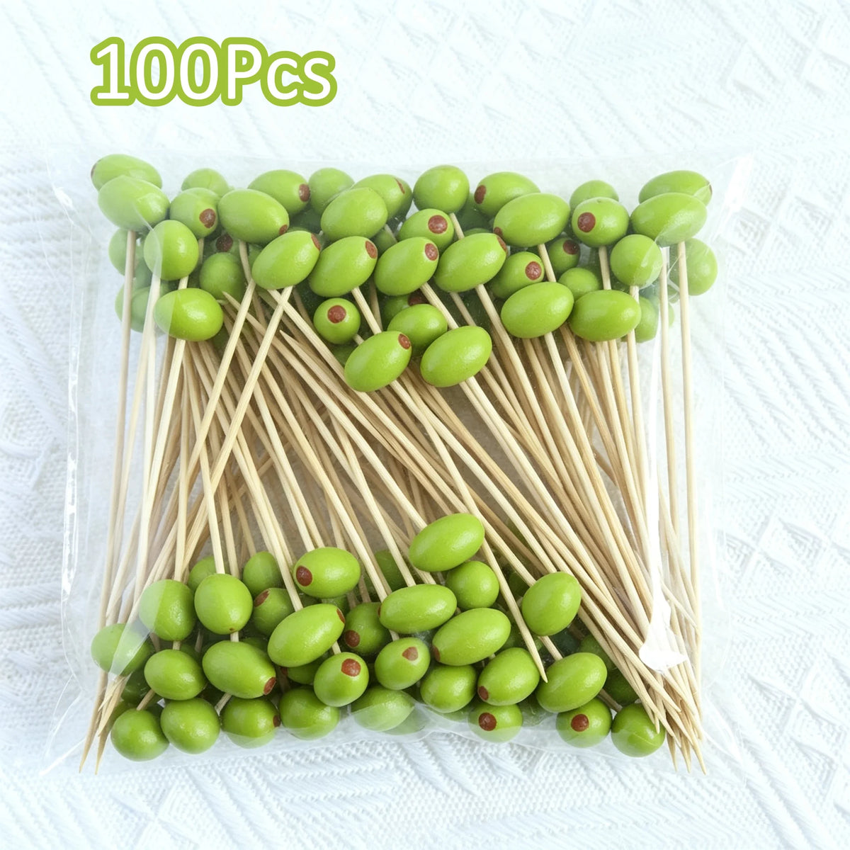 3D Olive Bamboo Cocktail Picks – Party & BBQ Toothpicks Cocktail Party Picks Babs 100Pcs