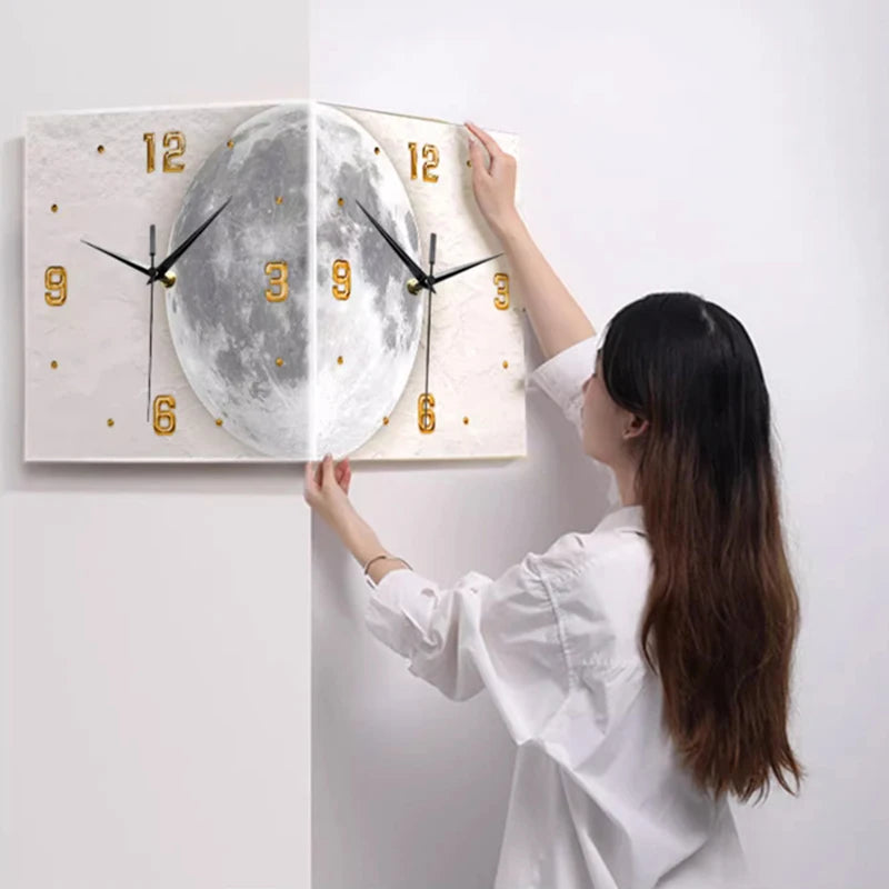 Oeny Double-Sided LED Corner Wall Clock | Acrylic Mural LED Corner Wall Clock Babs