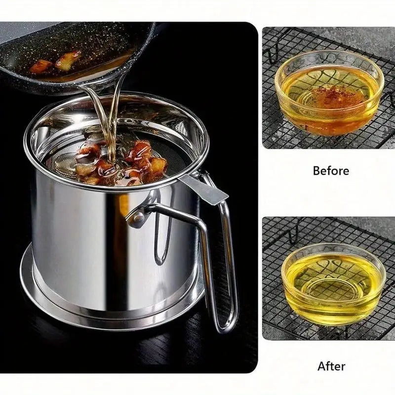 Stainless Steel Bacon Grease Container with Strainer & Lid Grease Storage Container Babs