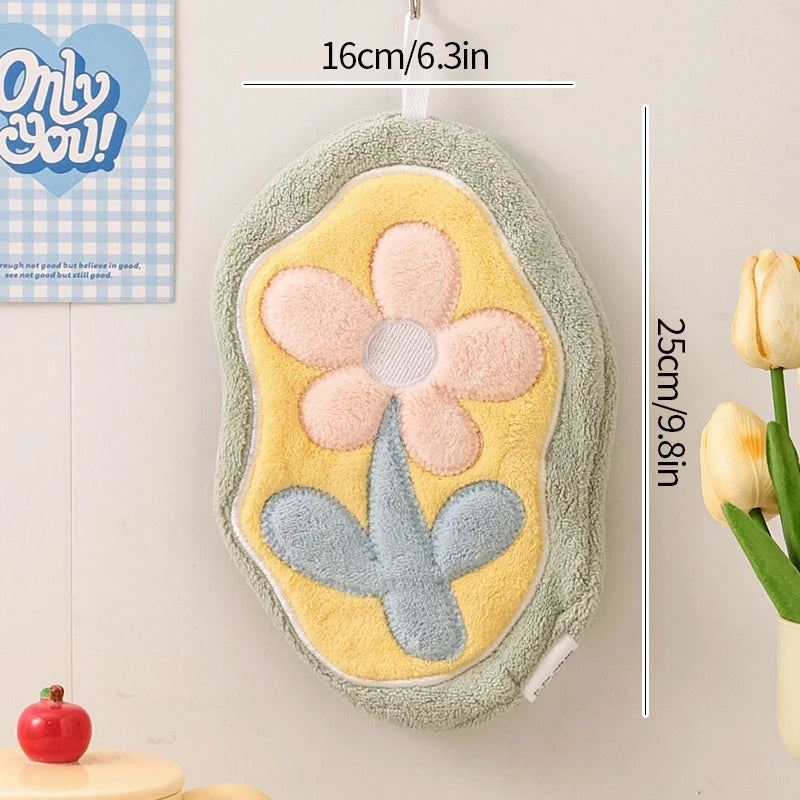 Kawaii Floral Hanging Hand Towel – Quick-Dry Kitchen & Bath Hand Towel Babs S4 20cm*20cm