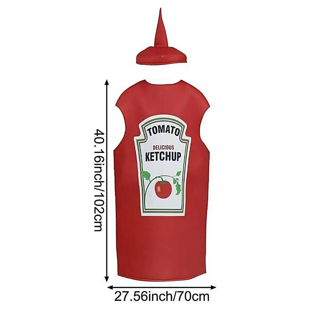 Ketchup Bottle Costume – Unisex Halloween Cosplay Jumpsuit Halloween Costume Babs Eggplant sauce 102x70cm