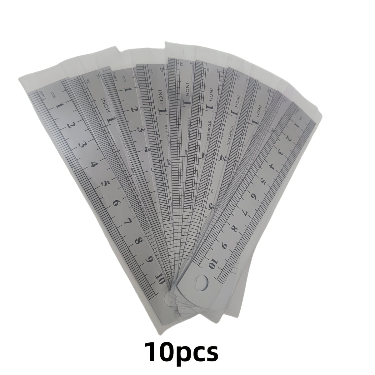 10pcs Stainless Steel 4-Inch Double-Sided Rulers – Drawing & Teaching Precision Metal Ruler Babs