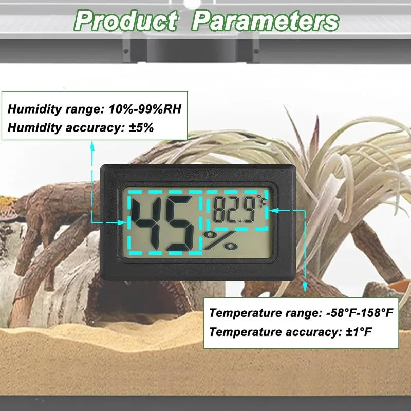 Digital Reptile Thermometer & Hygrometer – 2-Pack Terrarium Reptile Habitat Monitor Babs