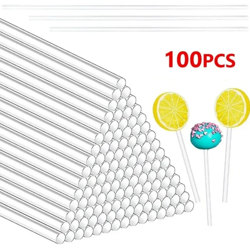 100Pcs Clear Acrylic Lollipop & Cake Pop Sticks – Reusable Cake Pop Sticks Babs