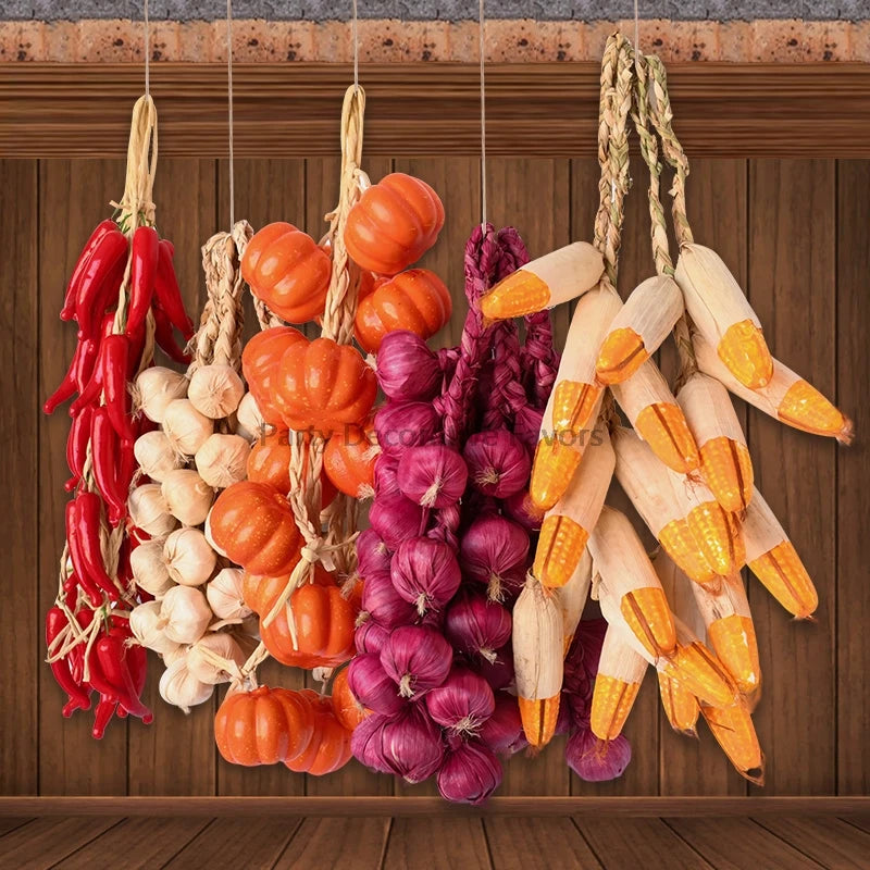 Artificial Foam Vegetable Wall Hanging Decor – Chili, Garlic & Pumpkin Artificial Vegetable Decor Babs