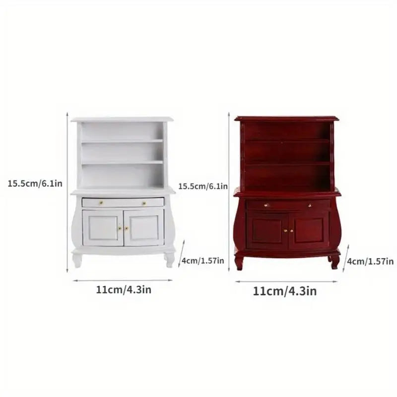 Mini Wooden Dollhouse Bookcase – Openable Desktop Decor Miniature Dollhouse Furniture Babs