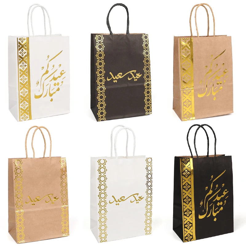 6pcs Eid Mubarak Ramadan Gift Bags with Handles | Party Supplies Party Gift Bags Babs 6Pcs 21x15x8cm
