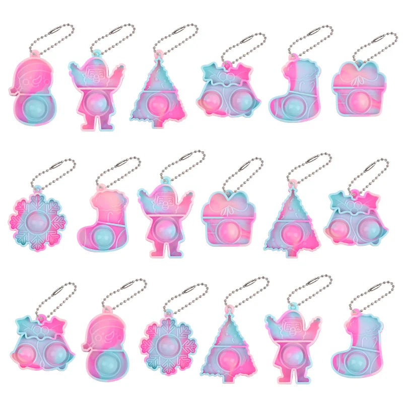 Christmas Pop Keychains Santa Snowflake Xmas Tree Ornaments Christmas Ornaments Babs C 20Pcs