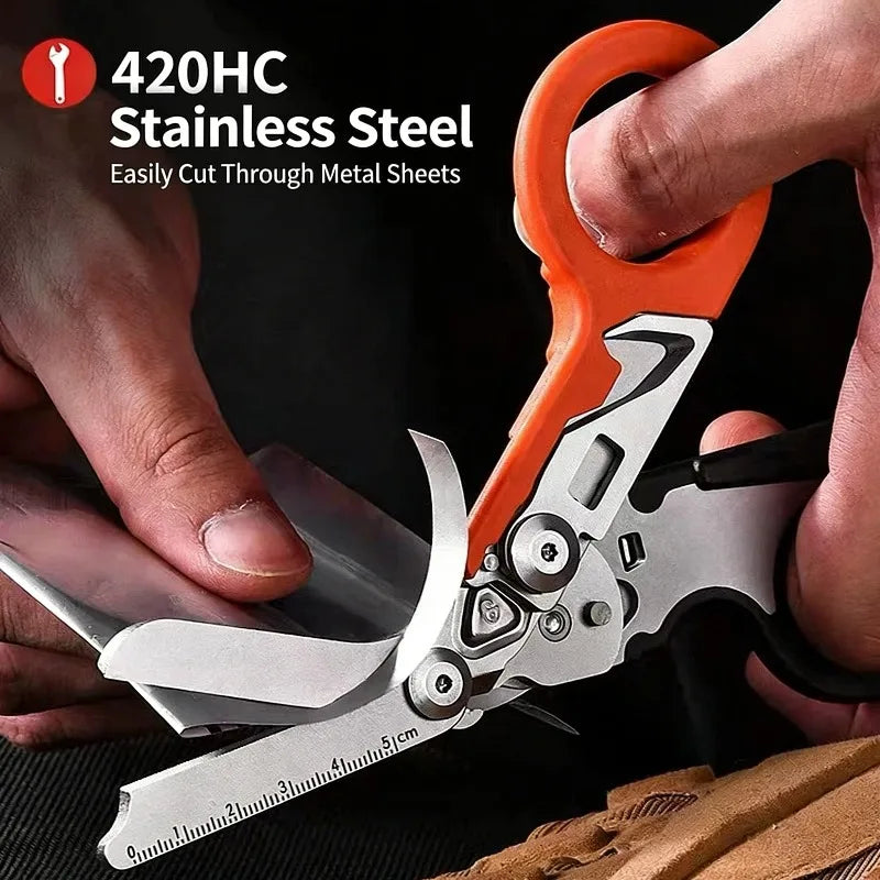 6-in-1 Folding Emergency Shears – Strap Cutter & Glass Breaker Multitool Rescue Shears Babs