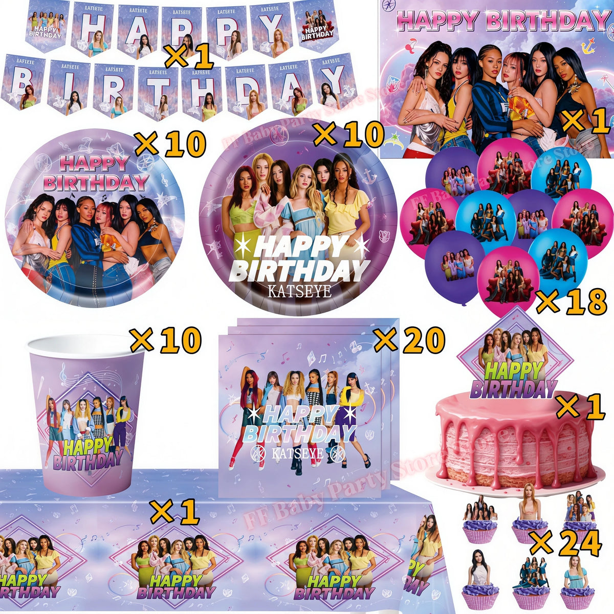 Katseye Kpop Birthday Party Supplies – Plates, Cups & Balloons