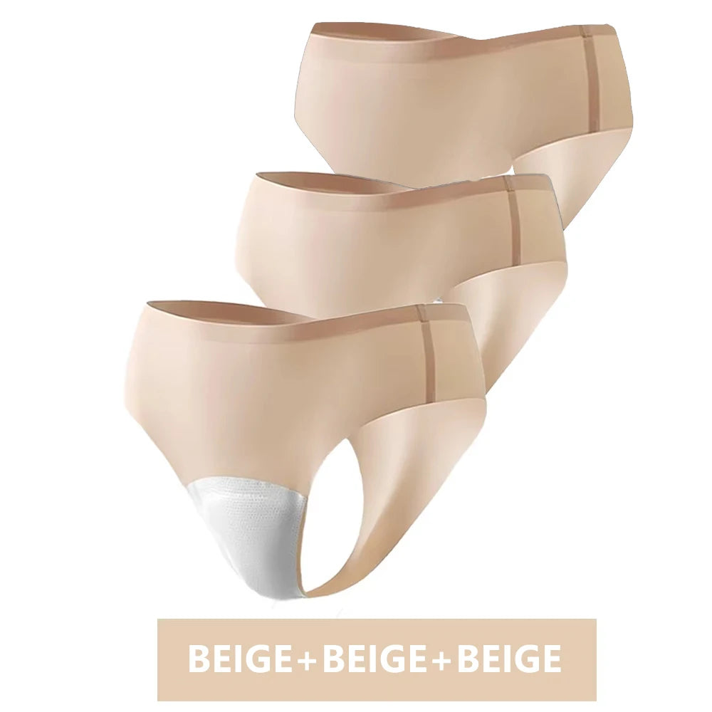3-Pack Seamless Camel Toe Proof Thongs for Gym & Leggings Women's Seamless Thongs Babs BEIGE 3PCS M PACK