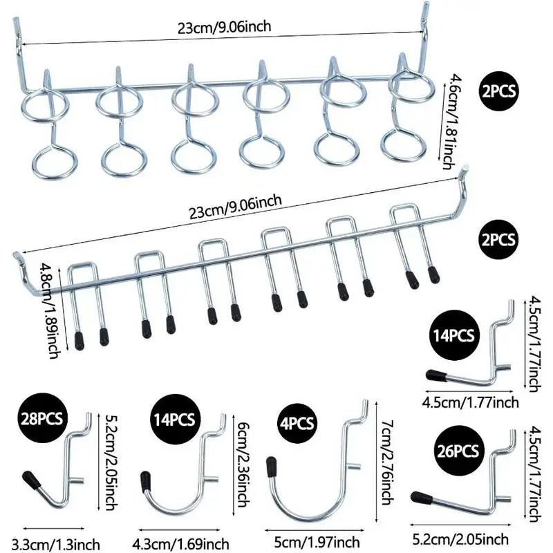 170PCS Pegboard Hooks Set 1/4 & 1/8 Inch | Garage Tool Organizer Pegboard Hook Set Babs