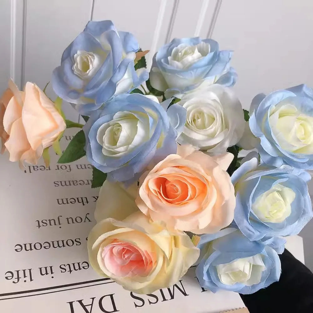 Tulip Rose Artificial Silk Flower Bouquet – 3/5 Pcs Home & Wedding Artificial Flower Bouquet Babs