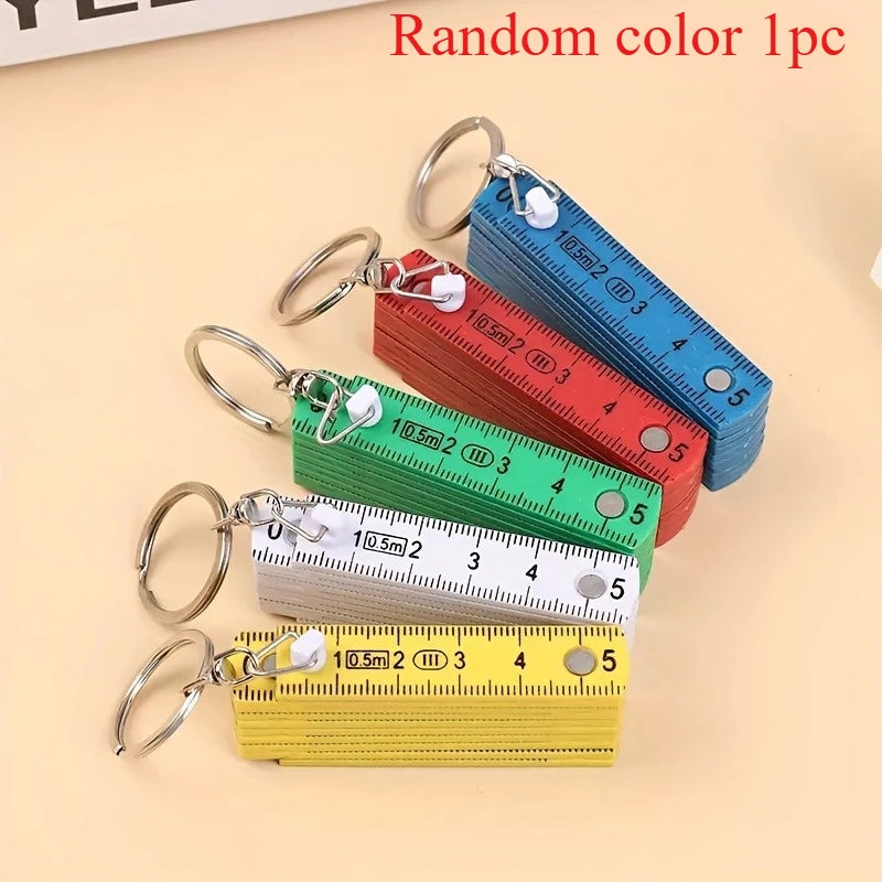 Folding Ruler with Keychain – Compact ABS Plastic 10-Section Folding Ruler Babs Random color 1PC