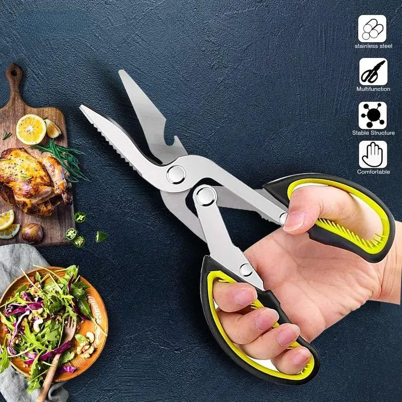 6-in-1 Heavy Duty Kitchen Scissors – Curved Stainless Steel Kitchen Scissors Babs 1pc
