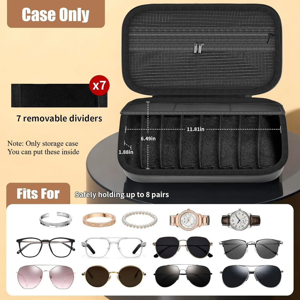 Paiyule 8-Slot Sunglasses Organizer Case – Adjustable Travel Box Sunglasses Organizer Case Babs