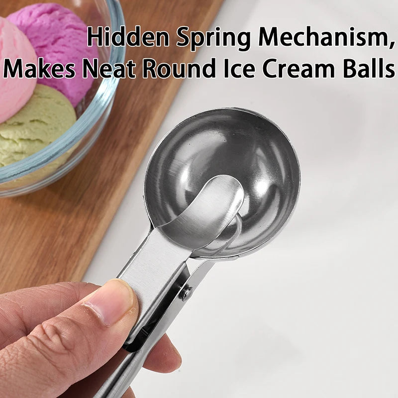Stainless Steel Ice Cream Scoop & Fruit Ball Spoon – Dual-Purpose Ice Cream Scoop Babs