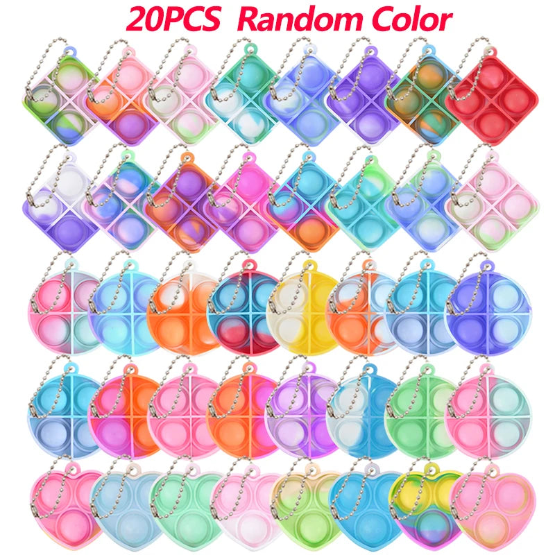 Pop Fidget Toy Keychains 10/20 Pcs – Kids Party Favors Fidget Toy Keychain Babs