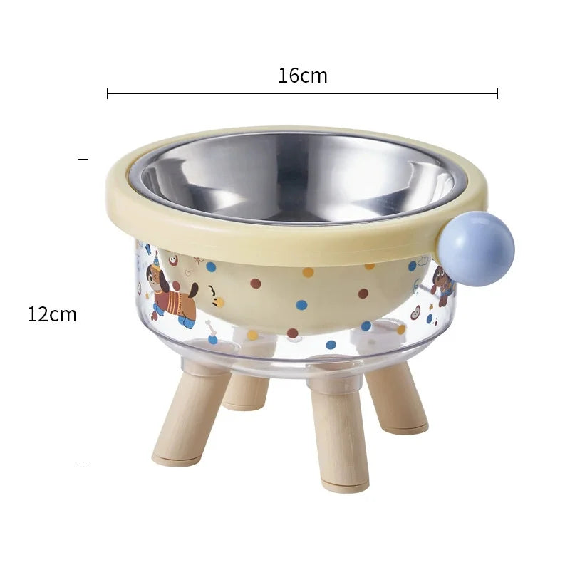 Stainless Steel High-Leg Pet Bowl for Cats & Dogs | Cartoon Elevated Pet Bowl Babs yellow