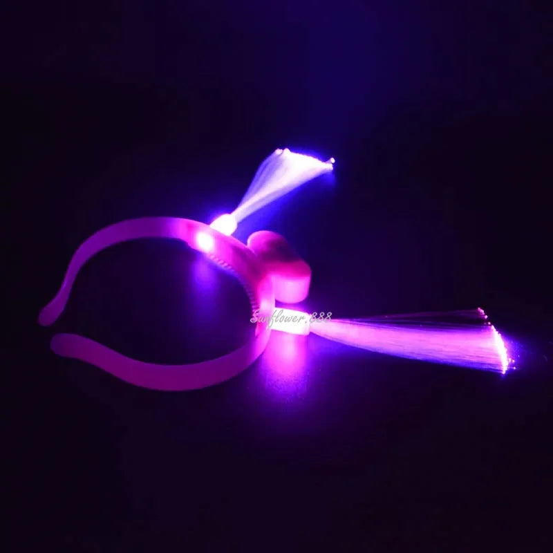 15-Pack LED Optical Fiber Flashing Headbands – Glow Party LED Glow Headband Babs