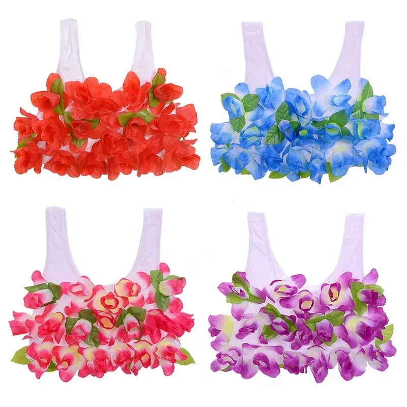 Hawaii Flower Bra Camisole – Kids & Adults Hula Party Top Costume Camisole Babs