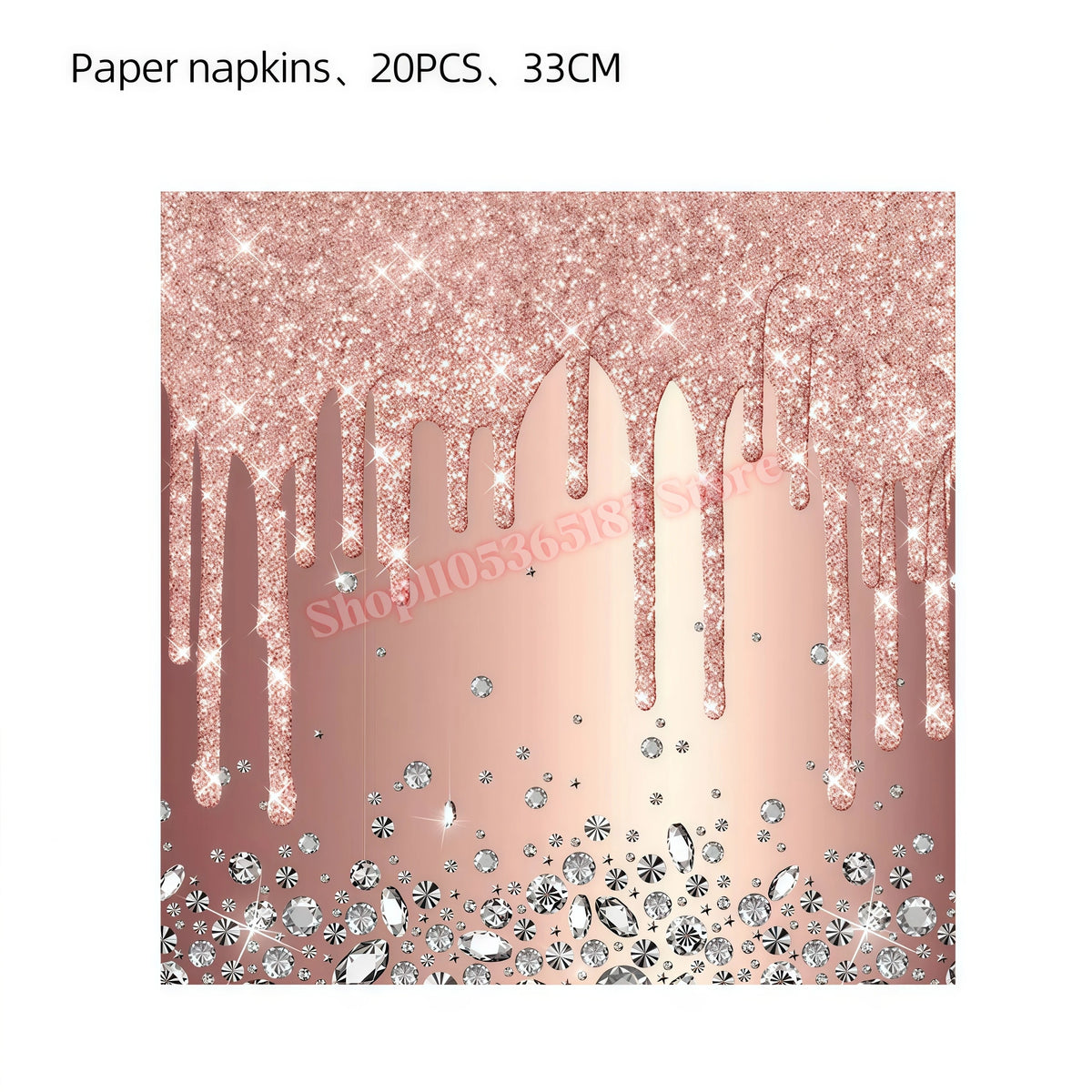 Pink Rose Gold Diamond Glitter Party Plates & Cups – 6pc Party Tableware Set Babs 20pcs napkin others