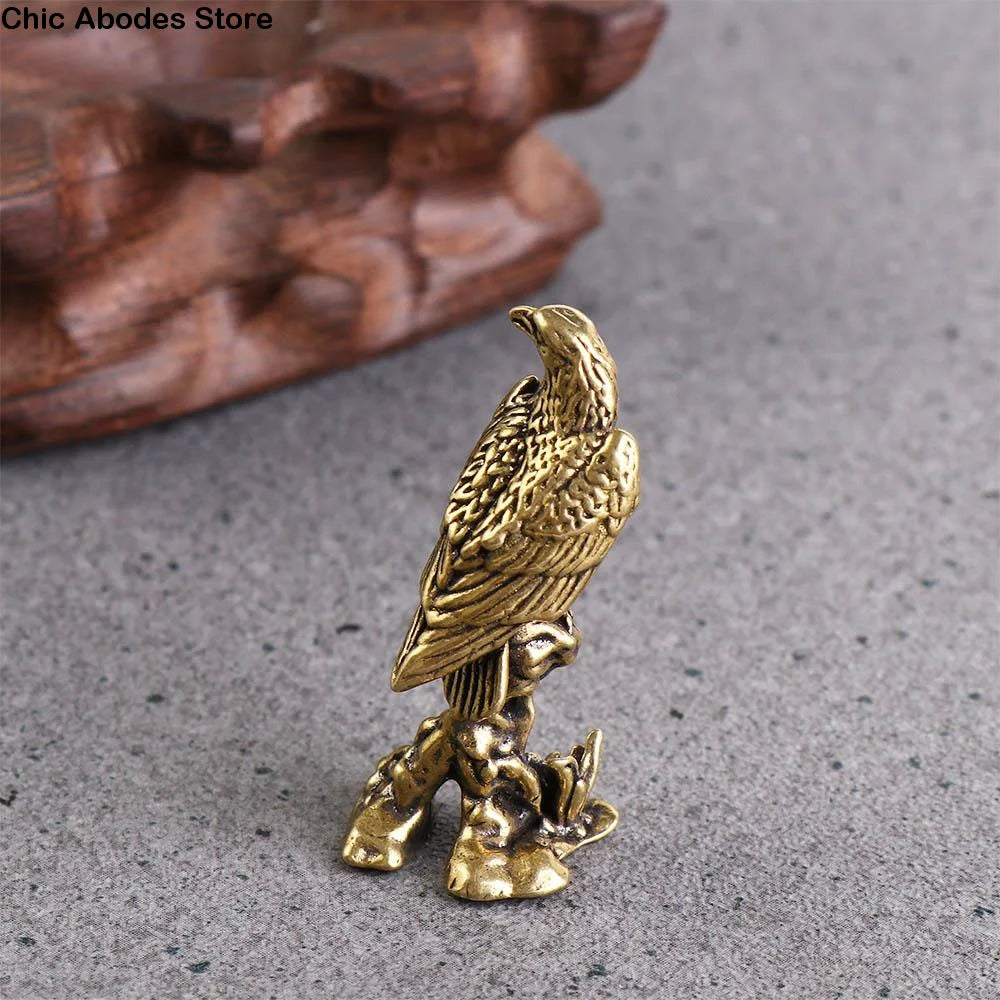 Copper Eagle Bird Figurine Feng Shui Statue Miniature Sculpture Bird Figurine Sculpture Babs