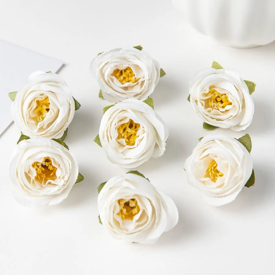 Silk Rose Artificial Flower Heads – Wedding & DIY Craft Decor Artificial Silk Flowers Babs WHITE 5 pcs