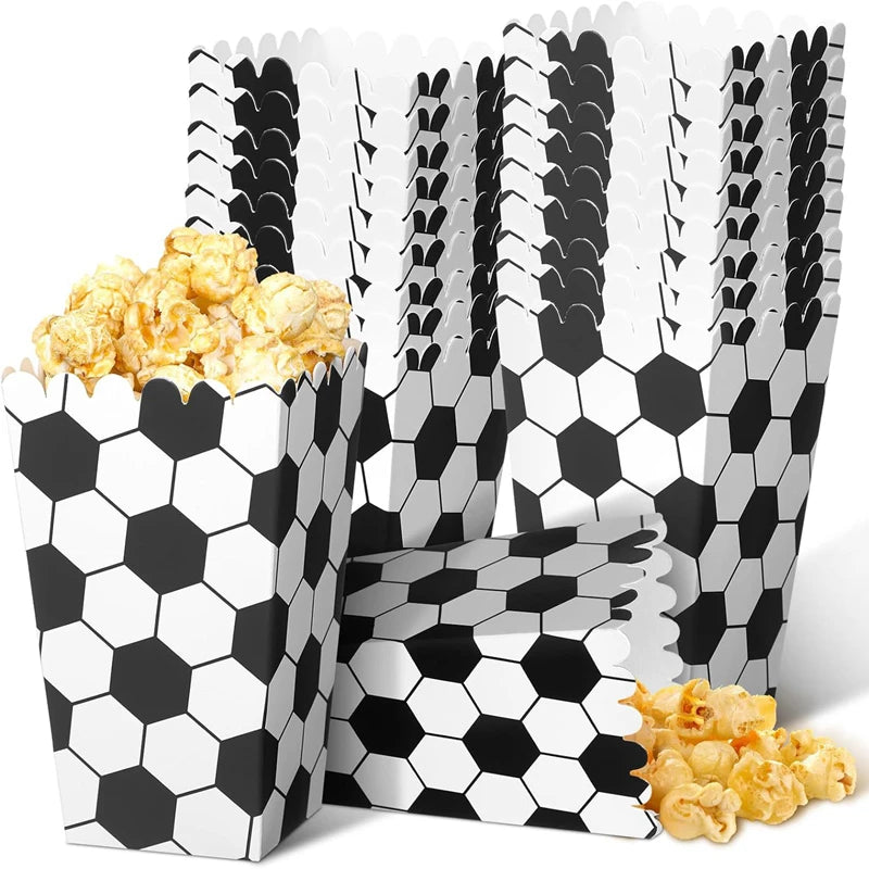 10pcs Football Soccer Party Popcorn Boxes – Kids Birthday Party Treat Boxes Babs A 10Pcs