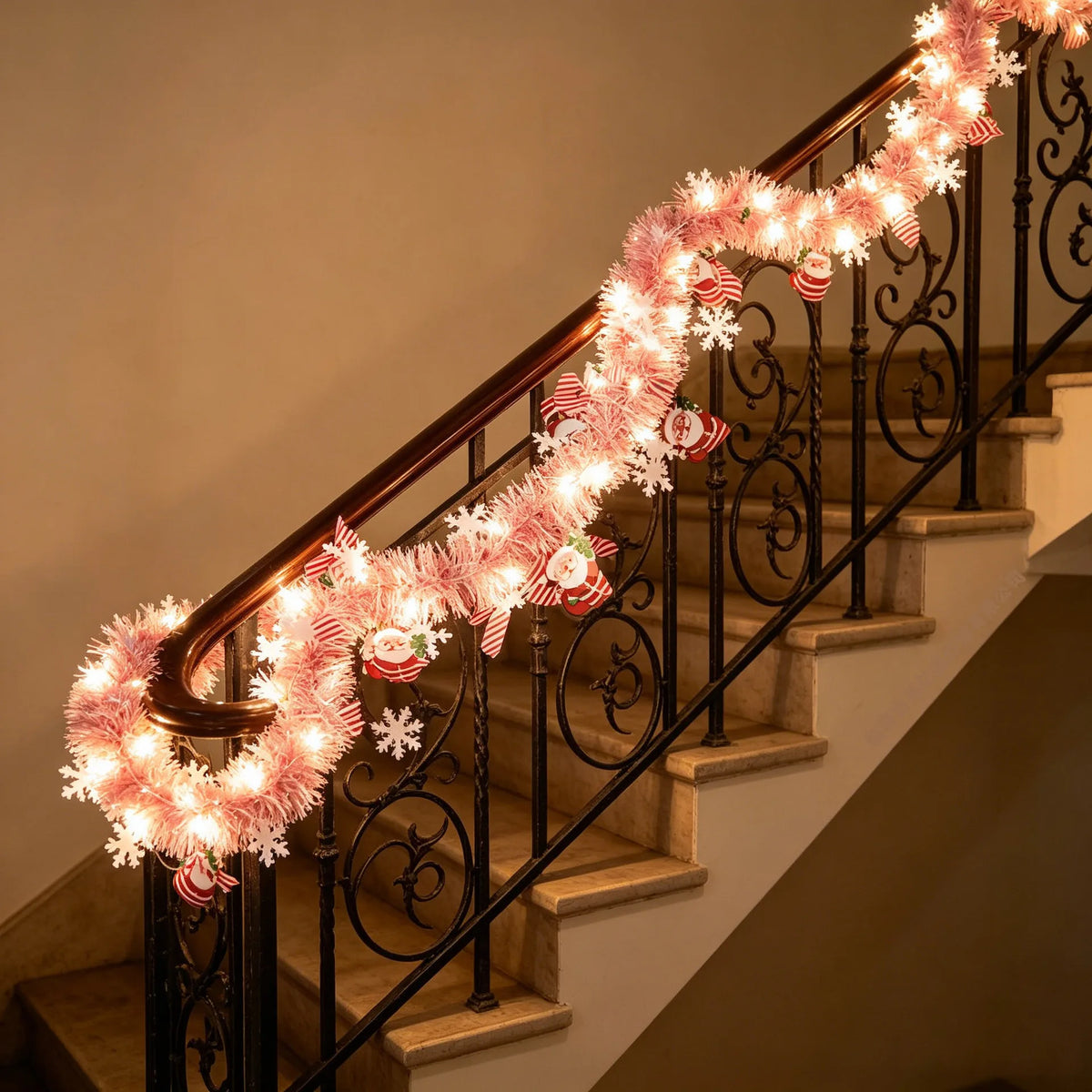 Christmas LED Fairy Lights – Santa Glitter Ball String Lights Christmas String Lights Babs Pink 1PC