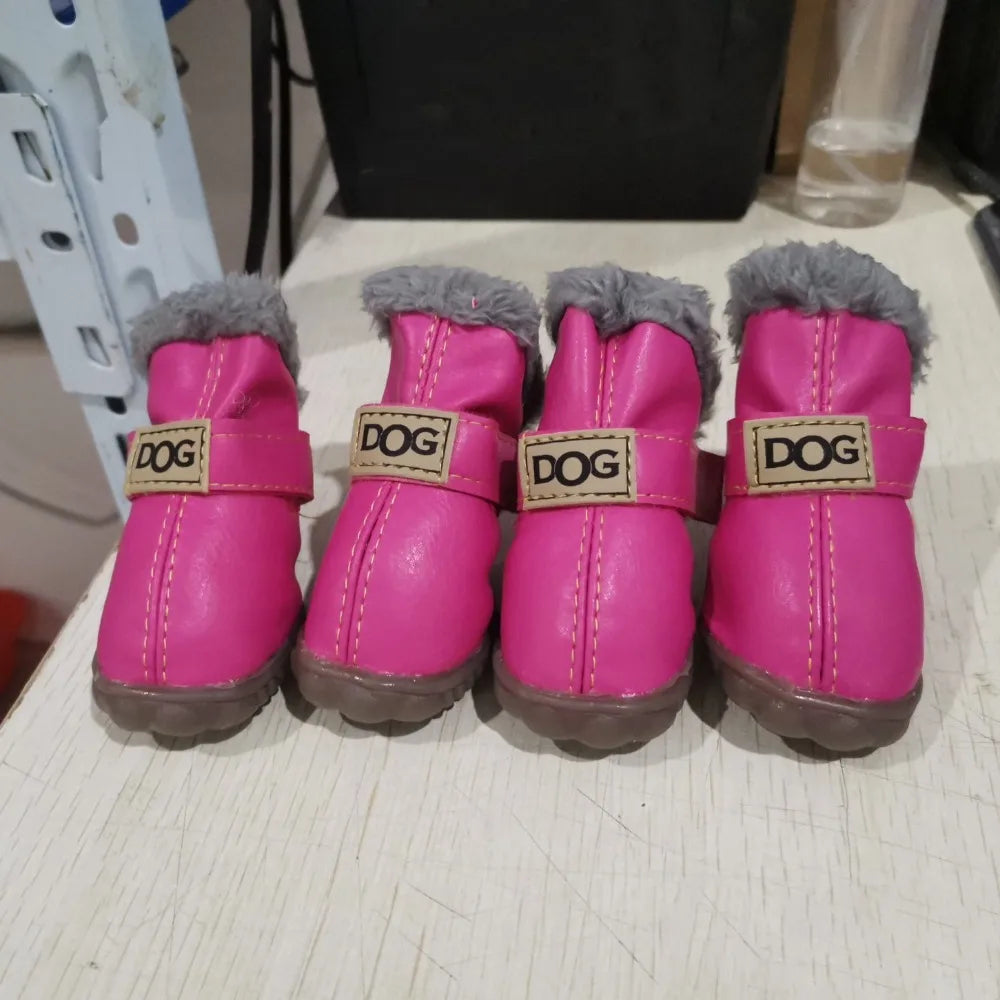 Waterproof Non-Slip Winter Dog Snow Boots – Set of 4 Dog Winter Boots Babs rose red XL