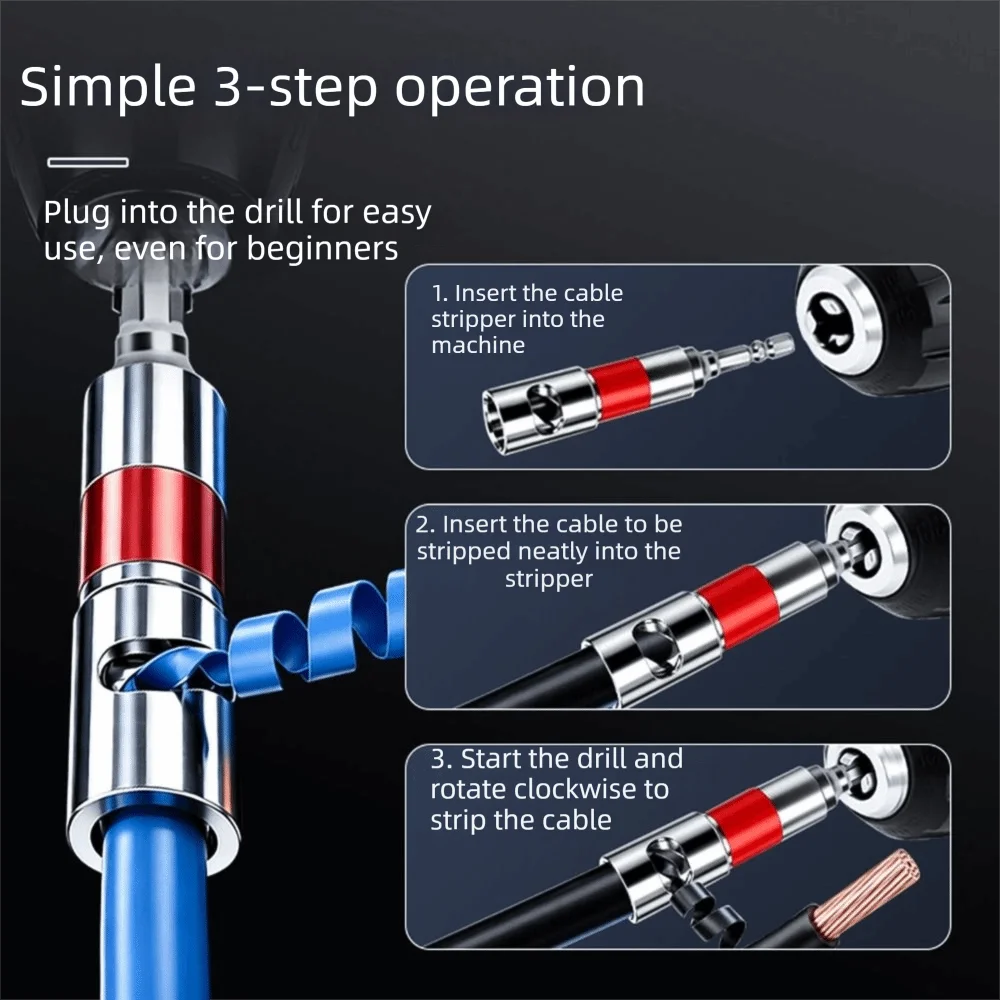 Hex Shank Wire Stripping Tool – 2.5–120mm², 4 Size Options Wire Stripping Tool Babs