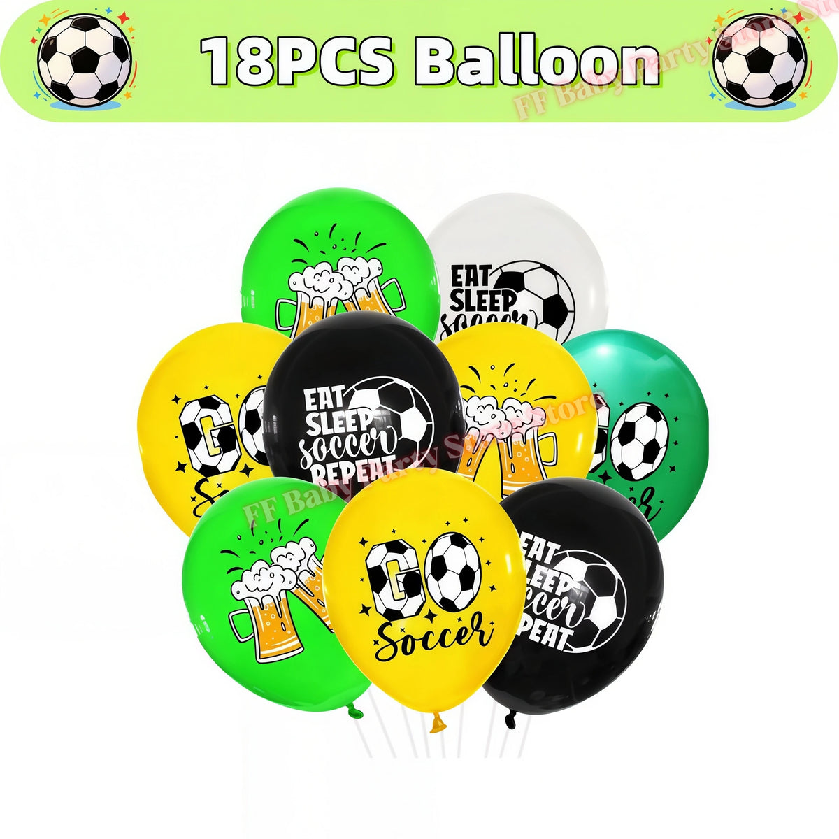 Soccer Football Birthday Party Decorations – Balloons, Plates & Cups Party Decoration Kit Babs 18pcs Balloons