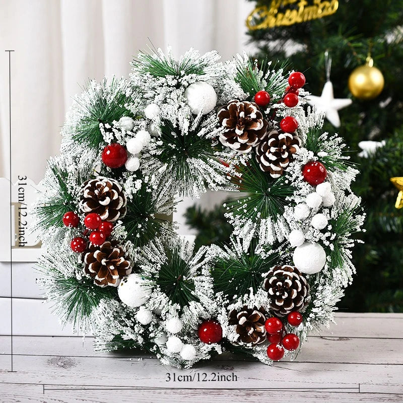 PVC Christmas Pine Needle Snow Garland – Door & Window Decor Christmas Garland Babs White Pinecone