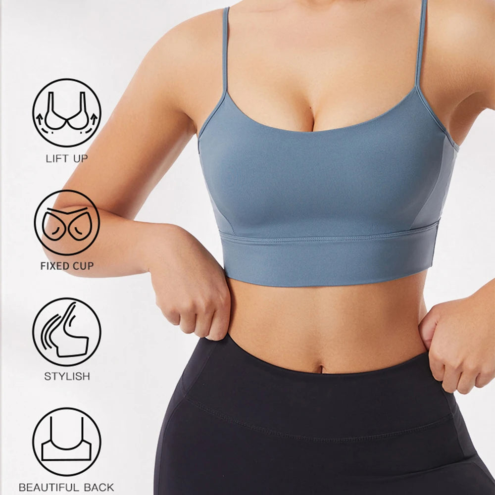Women's Low Back Padded Sports Bra – Wireless Yoga Bralette Sports Bra Babs