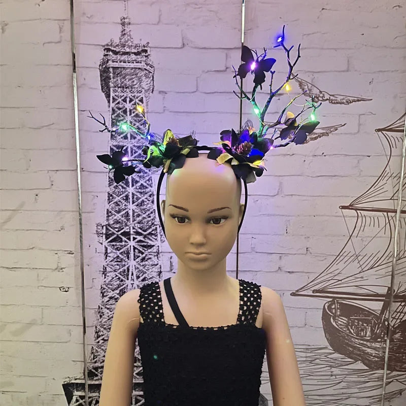 Halloween LED Light-Up Antler Headband | Glow Party Cosplay LED Party Headband Babs