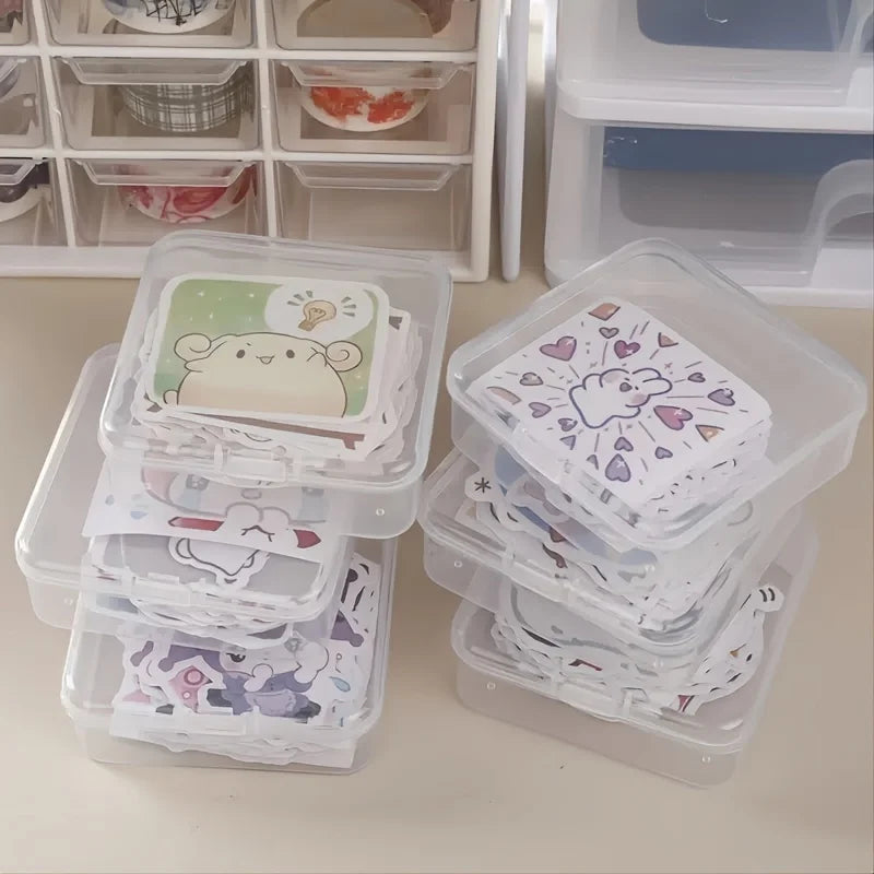Mini Clear Plastic Storage Boxes with Hinged Lid | Craft Organizer Clear Storage Box Babs