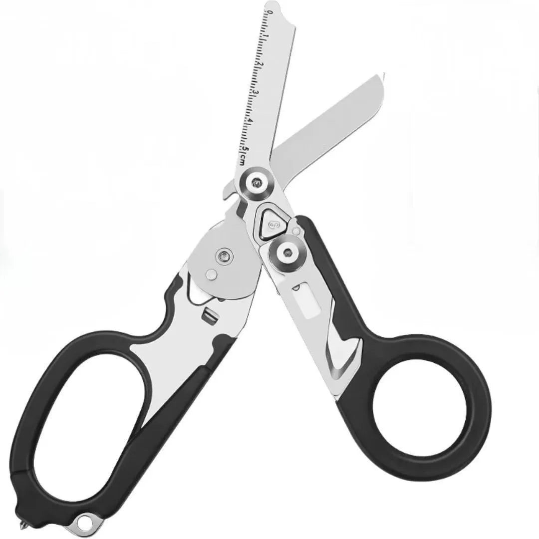 6-in-1 Folding Emergency Shears – Strap Cutter & Glass Breaker Multitool Rescue Shears Babs balck