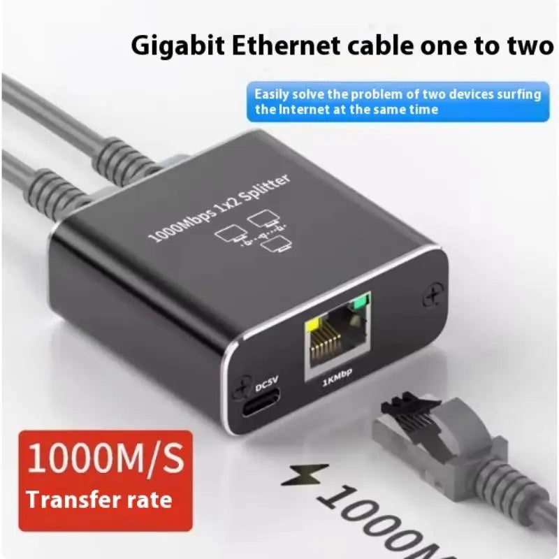 RJ45 Gigabit Ethernet Splitter 1 to 2 – 1000Mbps Network Switch Ethernet Network Switch Babs