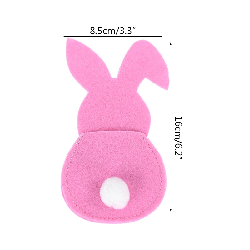 4pcs Easter Felt Bunny Cutlery Bags – Spring Table Décor Easter Cutlery Holder Babs
