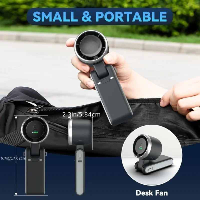 USB Rechargeable Mini Travel Fan – Foldable, Compact, Black Mini Portable Fan Babs