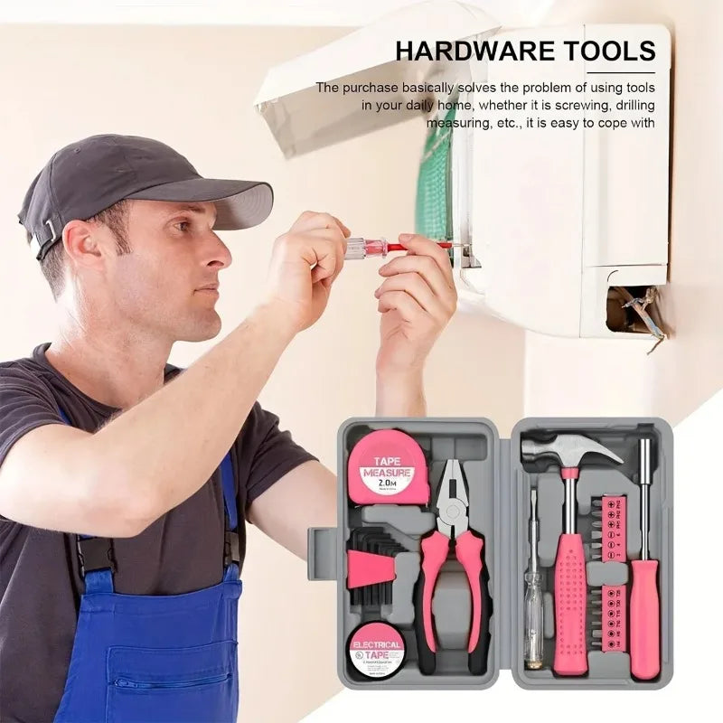 24-Piece Pink Tool Kit – Starter Home DIY Set for Women Home Tool Kit Babs