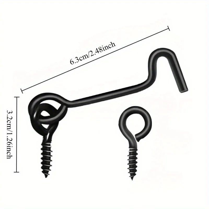 Cabin Hook & Eye Door Gate Latch with Screws – Carbon Steel Door Hook Latch Babs