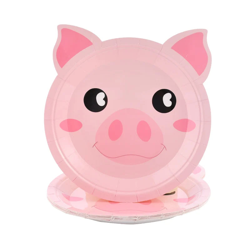 10pcs Farm Animal Shaped Disposable Paper Plates Kids Party Disposable Party Plates Babs Pig