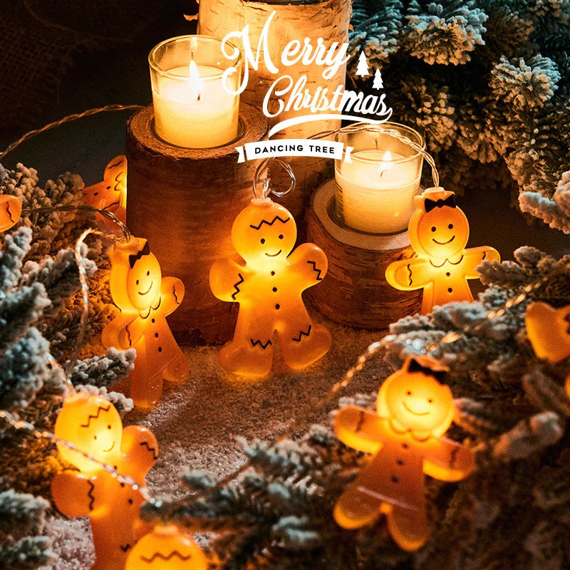 Gingerbread Man LED String Lights – Xmas Tree Ornaments LED String Lights Babs