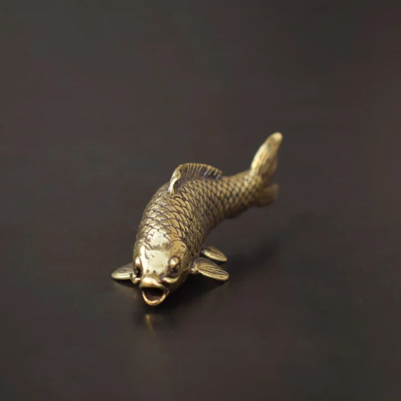 Retro Brass Carp Fish Figurine – Feng Shui Copper Ornament Brass Figurine Ornament Babs