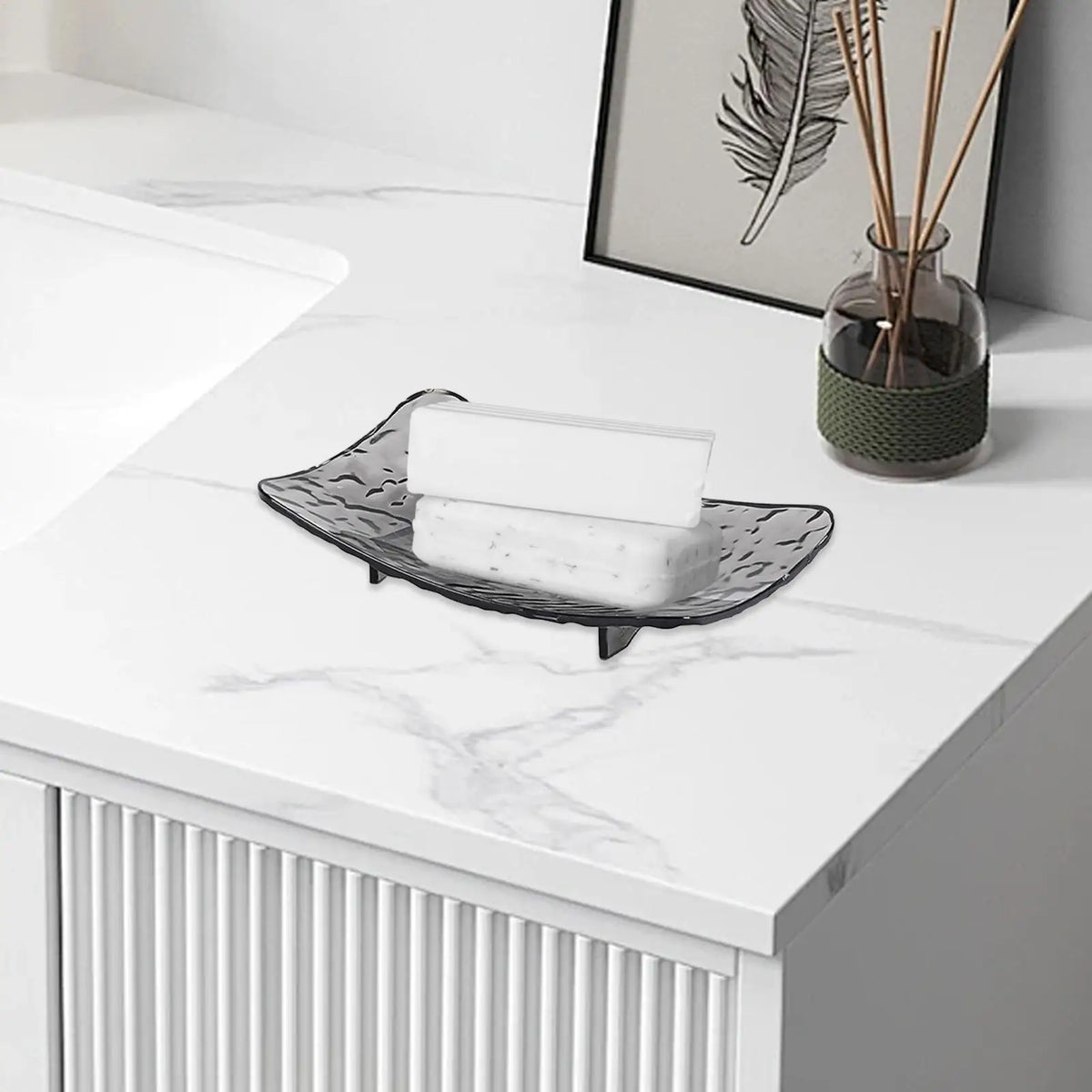 Soap Dish with Drain Hole & Non-Slip Base | Soap Saver Tray Soap Dish Tray Babs