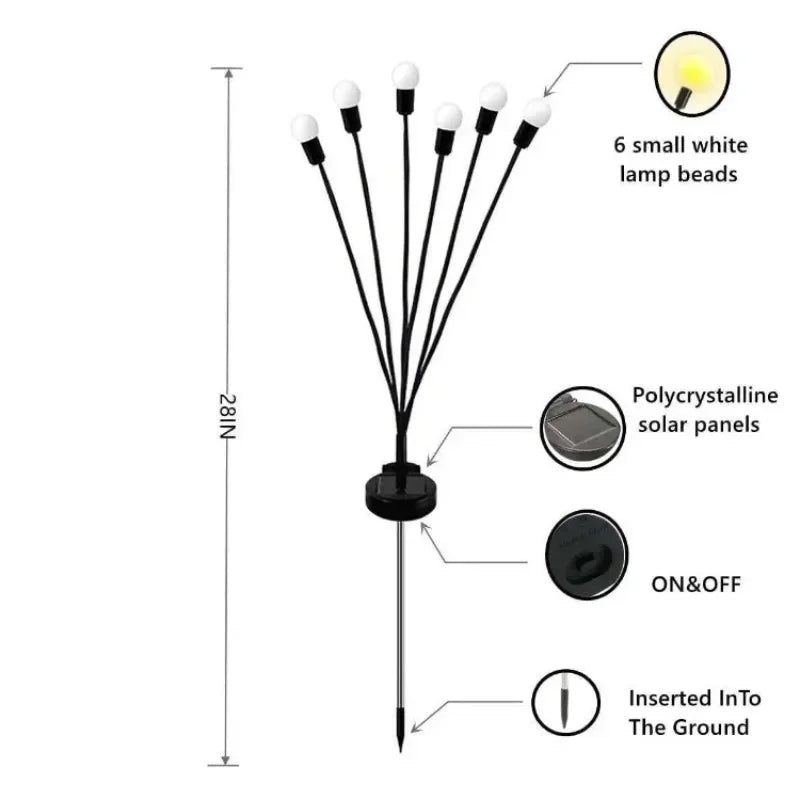 Solar Firefly Garden Lights – Swaying Starburst LED, Waterproof Solar Garden Light Babs