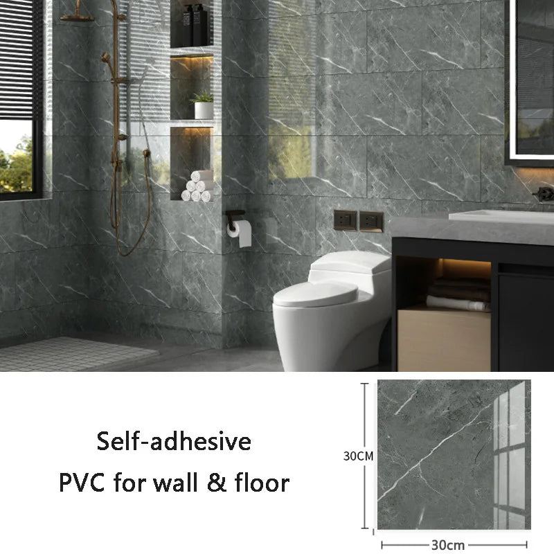 10pcs PVC Marble Tile Wall Stickers – Waterproof Self-Adhesive Decal Wall Tile Stickers Babs 6210-1 10pcs