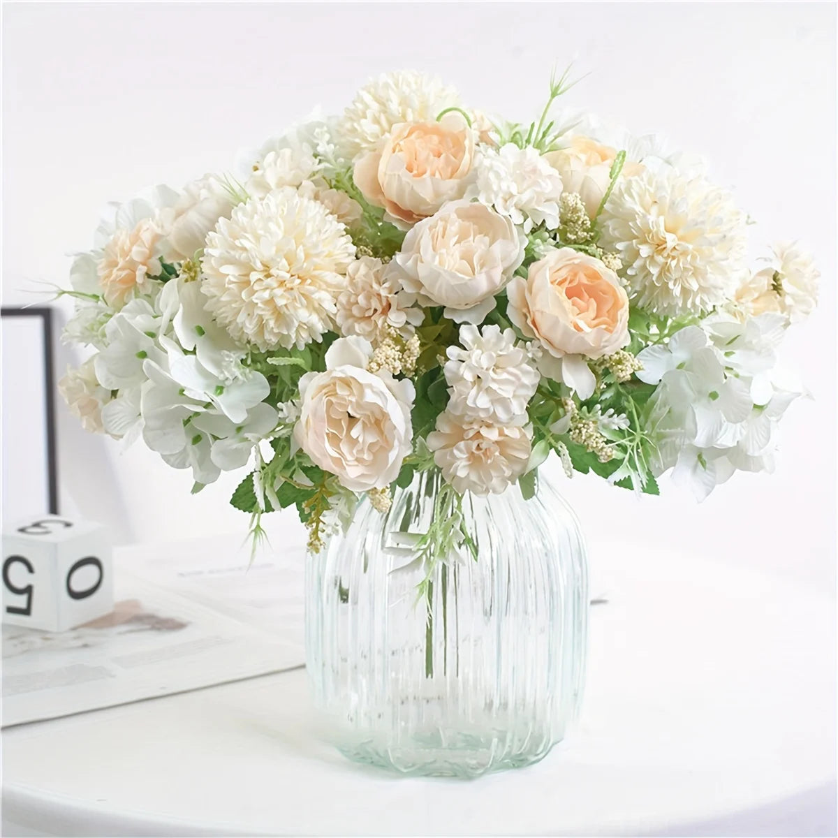 Artificial Silk Peony & Hydrangea Bouquet – 4 Bunches Artificial Flower Bouquet Babs
